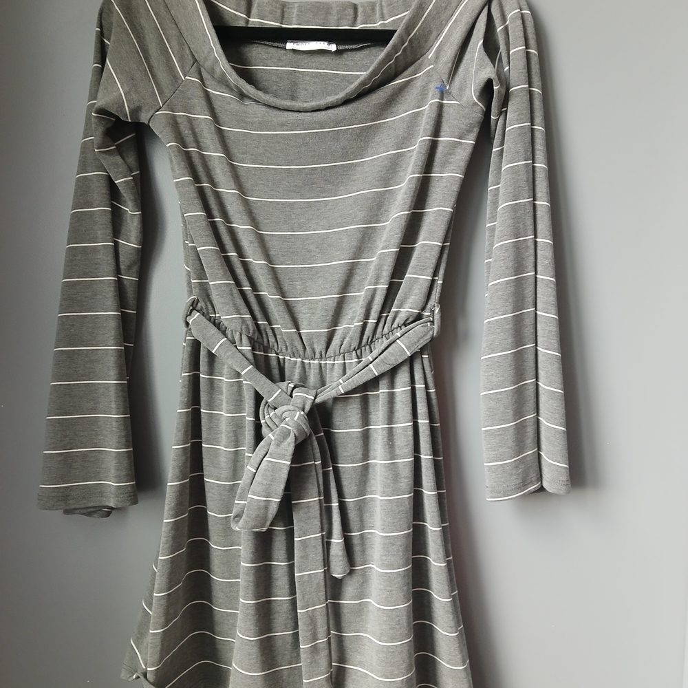 Emory Park Charcoal Striped Long Sleeve Dress